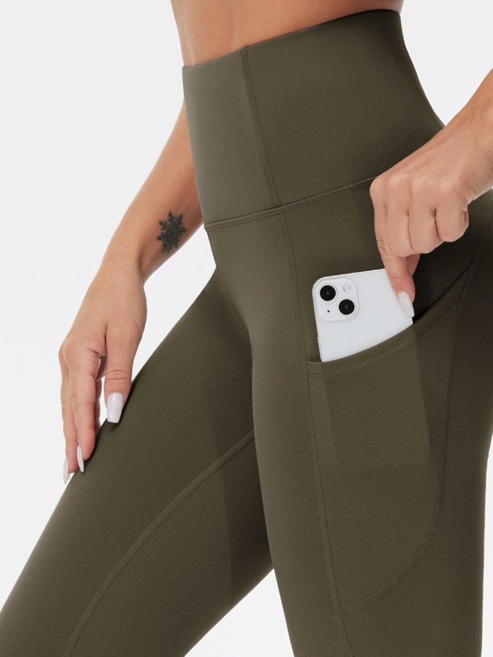 Women's Charcoal Brown Thick High Waist Tummy Control Workout Yoga Legging - Picture 5 of 7